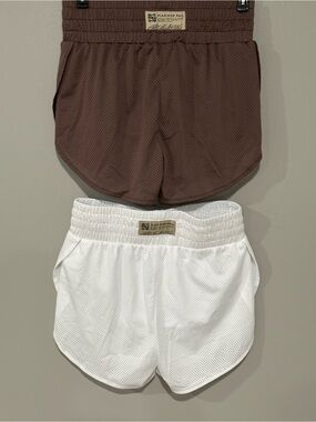 flag nor fail Women’s Mesh Athletic Shorts — White & Brown